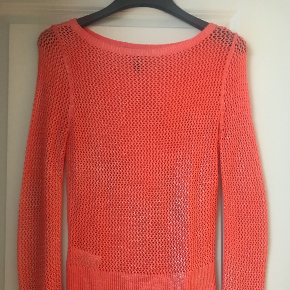 Shiny orange top BCBG